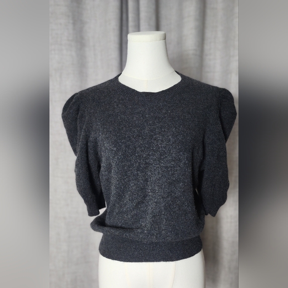 FRAME Ruched Sleeve Cashmere Sweater Top | LARGE - Picture 6 of 12